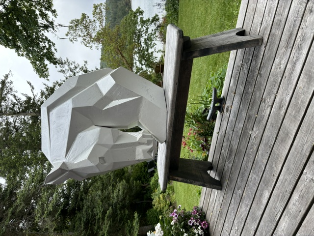 White geometric horse head sculpture